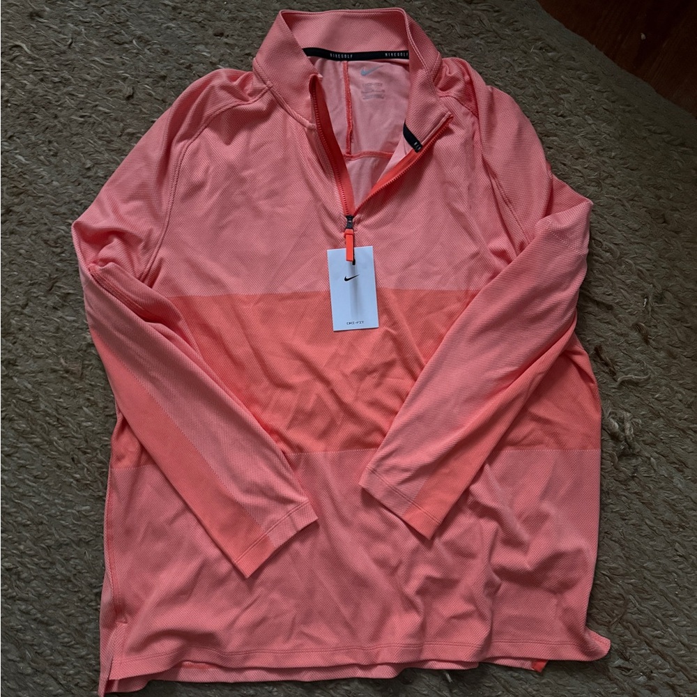 Nike Men’s XL Coral Dri-FIT Quarter Zip Pullover New With Tags